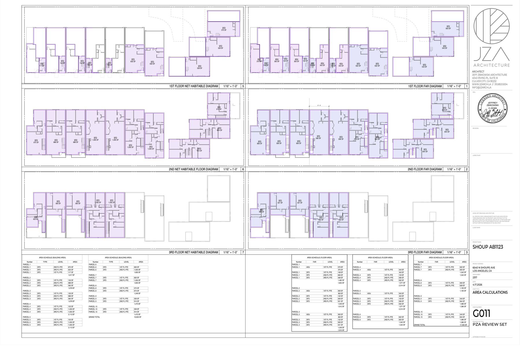 Per-parcel net habitable area calculations