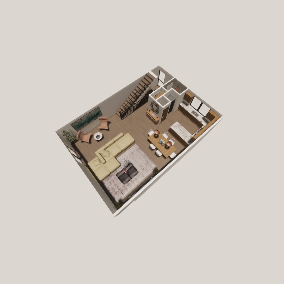 Contour at NoHo — 1st floor open-plan kitchen / living rendering