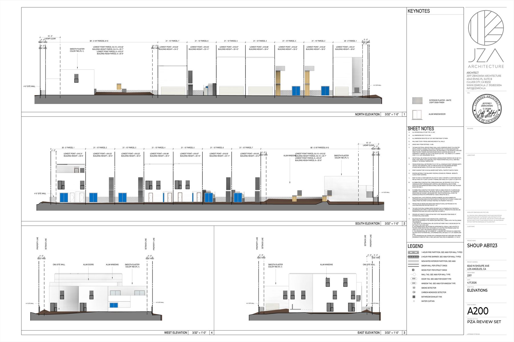 North and south elevations