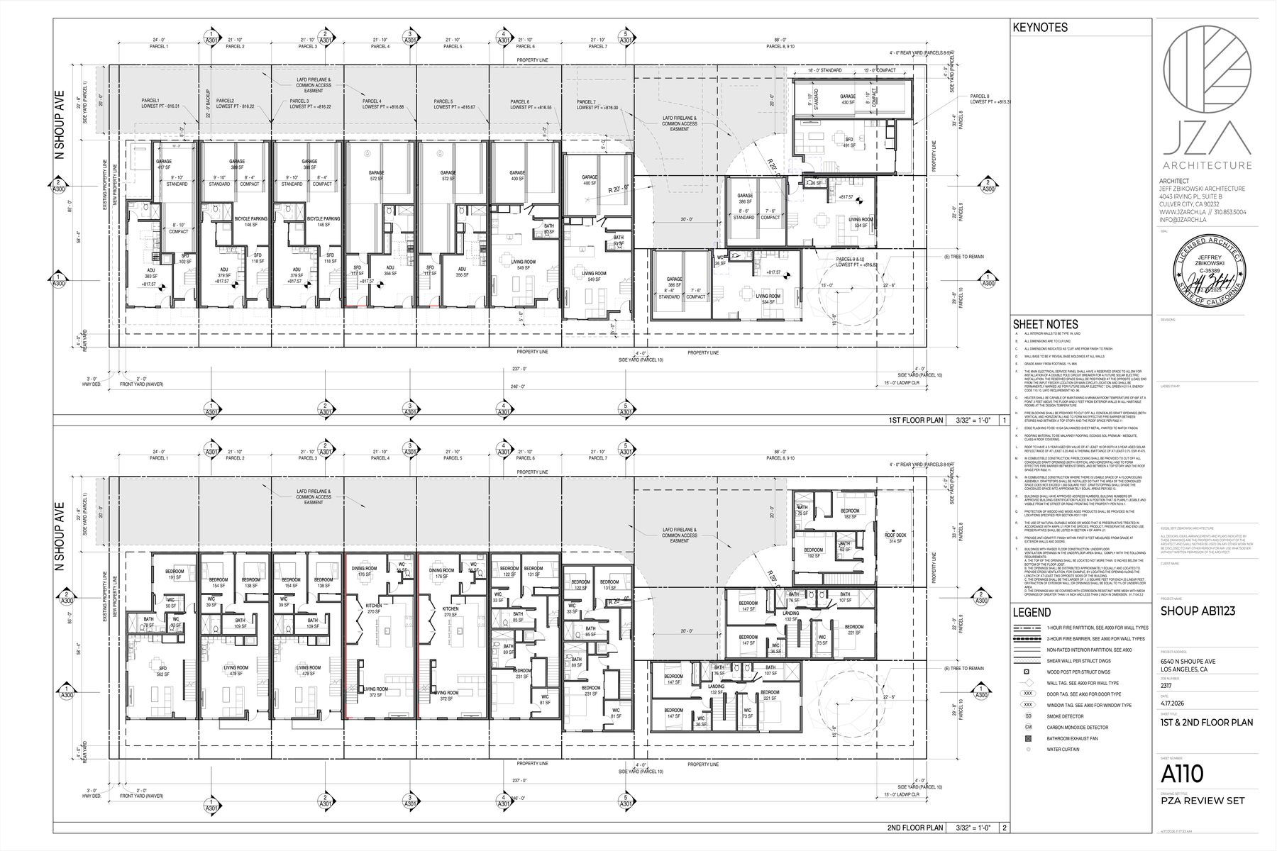 Second floor plans, all 10 parcels