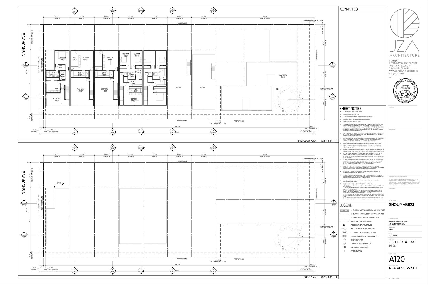 Third floor plans, all 10 parcels